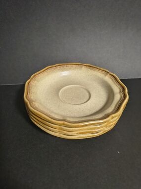 Set Of 4 Saucers Mikasa Whole Wheat E8000 Stoneware No Chips